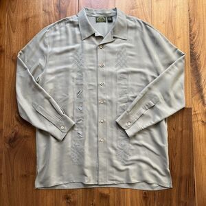 Vintage Scala Shirt Embroidered Hats Sage Green Size Large 100% Silk